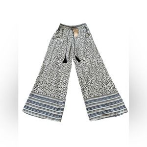 buttons Black and Blue Lush Decor Boho Chic Palazzo Pants - Women's Medium